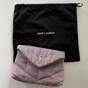 Saint Laurent Loulou purple denim clutch
